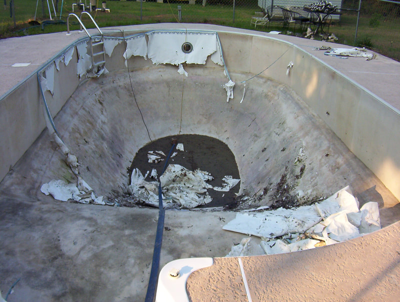 A Messy Pool With Molded Water and Cover Debris